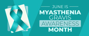 Myasthenia Gravis Farkındalık Ayı. Haziran 'da her yıl gözlemlenir. EPS10 Vektör pankartı veya poster.