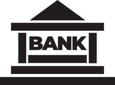 Banka Simgesi. Banka logosu. Finans, yatırım ve tasarruf kavramı. Vektör illüstrasyonu.