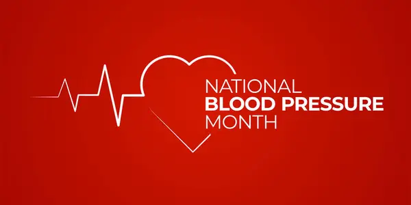 Ulusal Kan basıncı ayı. Hipertansiyon Vektör Bayrağı hakkında Sağlık Eğitimi Bilinci. Kırmızı arkaplan.