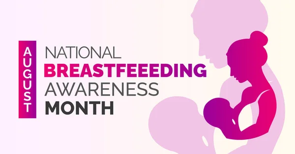 Ulusal Emzirme Bilinci Ay Pankartı. Ağustos. Bebek emziren bir kadının olduğu taşıyıcı posteri.
