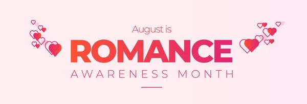 Ulusal Romantizm Farkındalığı Ayı. Ağustosta her yıl gözlemlenir. Zarif vektör posteri, afiş.