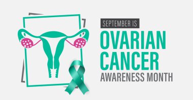 Eylül ayı yumurtalık kanseri farkındalığı ayı. Vektör Kampanyası bayrağı.