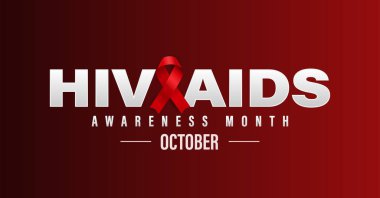 HIV AIDS Farkındalığı Ayı. Test yaptır. Ekim 'de gözlemlendi. Web pankartı.