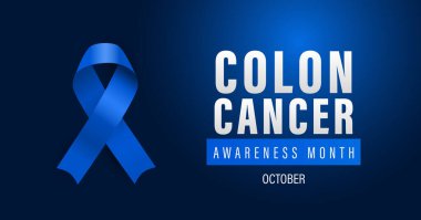 Kolon kanseri farkındalığı ayı kurdele pankartı. Ekim 'de gözlemlendi.