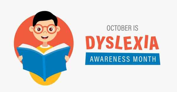 Disleksi farkındalık ayı kurdele pankartı. Kelime körlüğü de denir. Ekim 'de gözlemlendi.