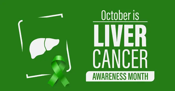 Ekim ayında Karaciğer Kanseri Farkındalığı Ayı kampanya pankartı var. Vektör illüstrasyonu.