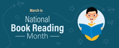 Ulusal Kitap Okuma Ayı Kampanyası afişi. Her yaş için okumayı teşvik etmek için kutlama.