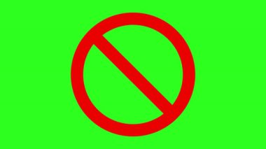 Çemberin çapraz sembolü ile kısıtlama veya durdurma kavramı. Yanlış ya da geçersiz alan kavramı. Sağlam arkaplanda bekle simgesi. Pürüzsüz yeşil ekran animasyonu. 