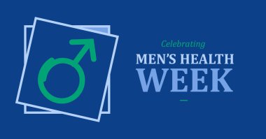 Erkekler Sağlık Haftası Kutlama Bayrağı Mavi Arkaplanda Erkek Sembolü