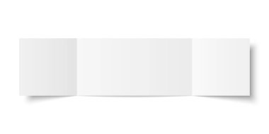 Vektör beyaz boş kare üç panel kapağı beyaz arkaplanda açıldı. Üç katlı broşür, broşür, broşür, broşür, broşür ya da davetiye kopyası. Ön tarafı taklit et..