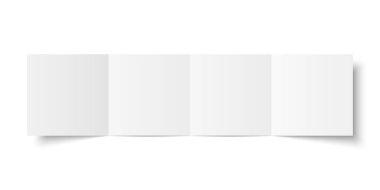 Vektör beyaz boş kare çift katlı kapı beyaz arkaplanda açıldı. Üç katlı broşür, broşür, broşür, broşür, broşür ya da davetiye kopyası. Ön tarafı taklit et..