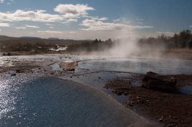 Yellowstone Ulusal Parkı 'ndaki sıcak kaynak gayzeri.