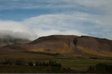 Arkasında bir dağ olan güzel bir manzara.