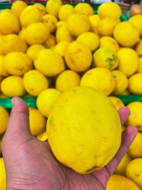 Sarı limonlu arka planda sarı kireç ile yakın plan görüntüsü
