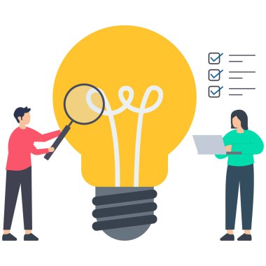 İş adamları yeni fikirleri, uygulanabilirlik kontrolünü, piyasa araştırmalarıyla fizibilite çalışmasını, başarı olasılığını, kârlı iş fikirlerini, ampul fikirlerini analiz eden ekibi doğruladı.