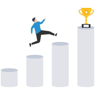 Business winner, achievement goal, success or victory, challenge or business mission, career goal or stair to success concept, champion trophy concept clipart