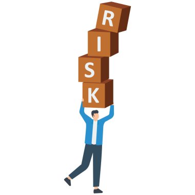 Risk yönetimi ve denetimi veya yatırım, süreç veya güvenlik, güvenli kazanç ve kayıp konsepti hazırlıklarında para kaybetmeye erişim, RISK sözcüğüyle yığın.