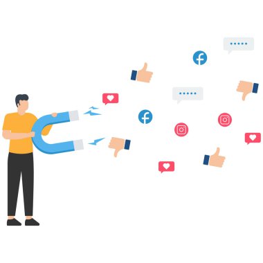 Sosyal medya pazarlaması, SNS ya da sosyal ağ hizmeti, etkili ya da çevrimiçi reklamcılık, kullanıcı çekmek için müşteri ilişkileri, mesela, mıknatıs kullanarak aşk sembolleri çizen kadın.