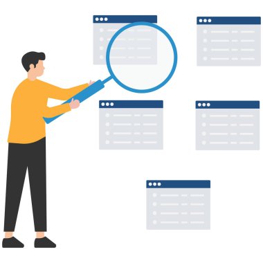 İş aramak, yeni kariyer ve fırsat aramak, iş ve iş aramak, her iki eldeki büyüteçleri kullanmak, yeni bir işe alma kariyeri aramak.