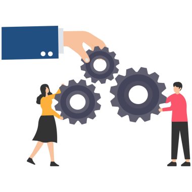 Takım başarısı için işbirliği ya da işbirliği, sorunları çözmek ve hedefe ulaşmak için takım çalışması, dişli çarkları birbirine bağlamak için takım olun.