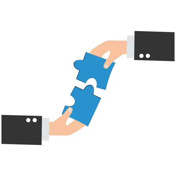 Business teamwork and partnership help to achieve team success, Think together to solve business problems, Business connection, Working team building connect, Jigsaw puzzle bridge