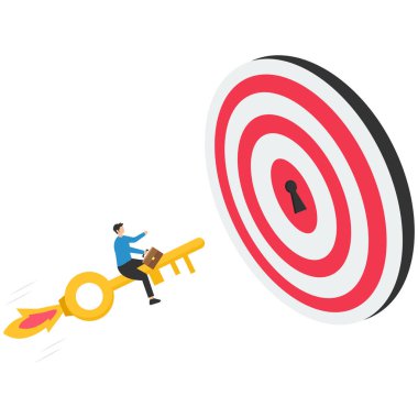 Başarı için anahtar, sorunları çözmek için yaratıcı fikirler, yenilik veya bilgi, kariyer potansiyelinin kilidini açmak, yaratıcı fikirler vermek, anahtar deliği ve kilidi açmak için altın anahtar.