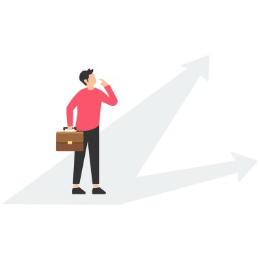 Amaca ulaşmak için amaç, nesnel ve motivasyon bulmak, hayatın anlamını keşfetmek için varoluşsal kriz, iş hedefi kavramını tanımlamak için mücadele, gelecekteki amaç okunu hedefleyen şaşkın işadamı