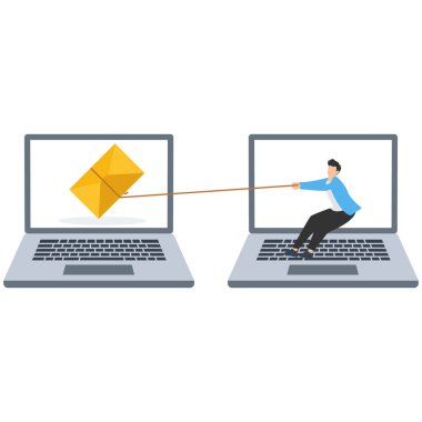 İş adamı Zarf, hırsız, siber hacker veya e-posta sağlayıcı içeriden bilgi konseptine dayalı reklamları çalmaya çalışır