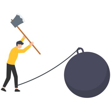 Borçsuz veya borçsuz veya borç ödeme özgürlüğü, kredi veya ipotek, mali sorunu çözmek için çözüm, tasarruf veya serbest bırakmak için yatırım