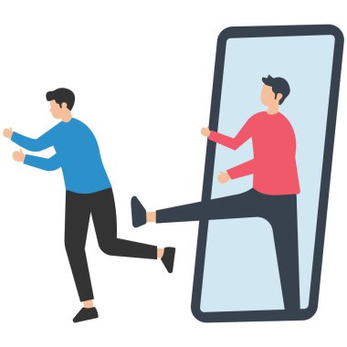 İşadamı çalışanı tekmeliyor, dışarı çıkıyor, işten kaçıyor.