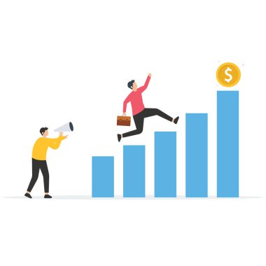 Girişimciler için megafon motivasyon konuşması. İş büyütme çubuğu şeması 