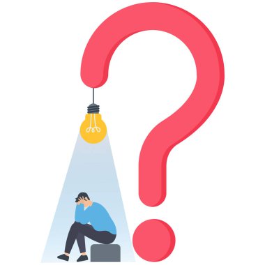 İş adamları soru işaretleri sorunlarından umut ve fırsatları keşfeder. Krizde umut