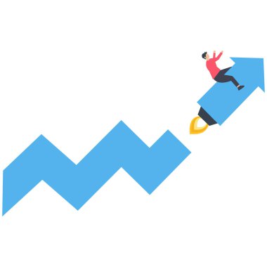 İş adamı açılışı ve büyüyen grafik. Başlat