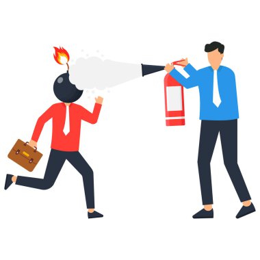 Çalışanların tükenmesine, yorulmasına ya da fazla çalışmasına, insanların yönetilmesine ya da beyninin sakinleşmesine yardım etmek için danışmanlık ya da destek, iş adamı patlayan meslektaşına yangın söndürücü taktı..