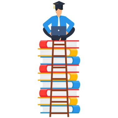 Girişimcilerin iş, bilgi ve beceri konularında başarılı olmalarına ve engel kavramının üstesinden gelmelerine yardımcı olmak için en iyi kitap, akıllı başarılı iş adamı meditasyon yapıyor ve iş kitapları yığını üzerinde yeni beceriler öğreniyor.