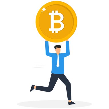 Bitcoin ile çalışan işadamı