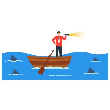 Fırsatı görme vizyonu, başarıya götüren liderlik, meydan okuma, hedef arama, iş konseptini kazanmak için strateji.