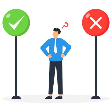 İş karar verme, evet ya da hayır seçeneğini ya da tercihlerini seç, işi yönetmek için liderlik kavramı başarmak için.