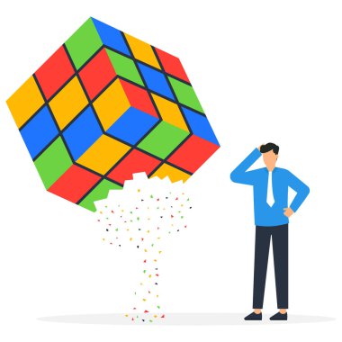 Rubik küp çözücü ve zor problem çözme, iş çözümünde El 'e yardım etmek ve zorluk sorununu cevaplamak veya başarı konsepti için yaratıcılık yaratmak,