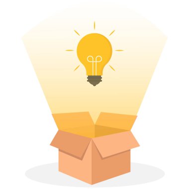 Farklı iş fikirleri, motivasyon ve ticari başarı kavramı için yenilik yaratmak için kutunun dışını ve yaratıcılığı düşünün.,