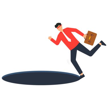 Failure or mistake accident or surprise problem that impact business concept, Businessman with his bag stumble falling on the road concept, clipart