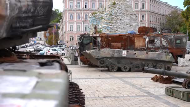 Ukraine Kyiv Septembre 2022 Rue Ville Kiev Avec Transport Militaire — Video