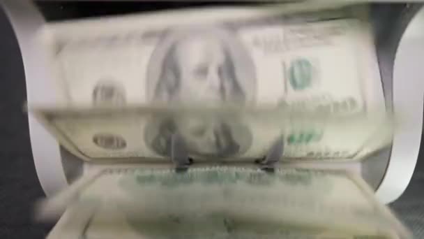 Van Dichtbij Bekeken 100 Dollar Geteld Bankbiljetteller Cash Geld Berekenen — Stockvideo