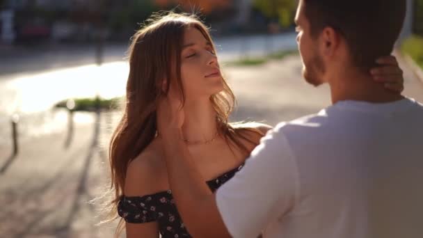 Portrait Confident Beautiful Happy Woman Opening Eyes Slow Motion Looking — Stock video