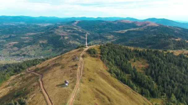 Malerischer Blick Auf Die Karpaten Morgen Weitwinkelaufnahme Des Berggipfels Der — Stockvideo