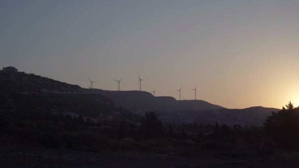 Alacakaranlıkta Sağdan Sola Dönen Kıbrıs Gün Batımı Manzarası Alacakaranlıkta Geniş — Stok video