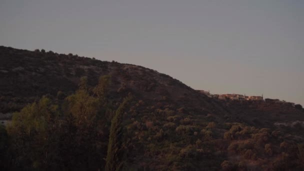 Zdjęcie Panoramiczne Cypru Czerwonym Słońcu Szeroki Strzał Spokojny Krajobraz Świcie — Wideo stockowe