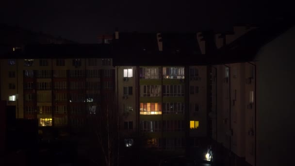Amplia Casa Urbana Tiro Noche Oscura Kiev Ucrania Durante Apagón — Vídeos de Stock