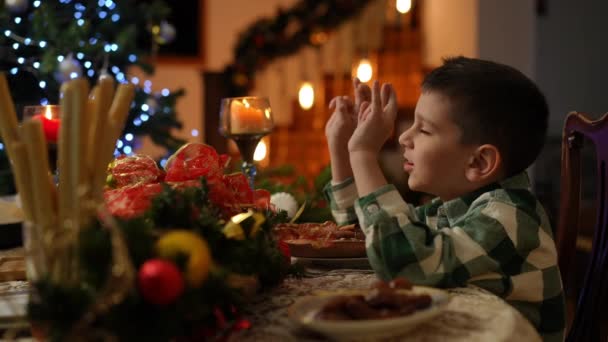 Véspera Natal Desejo Tornará Realidade Feito Mesa Natal — Vídeo de Stock