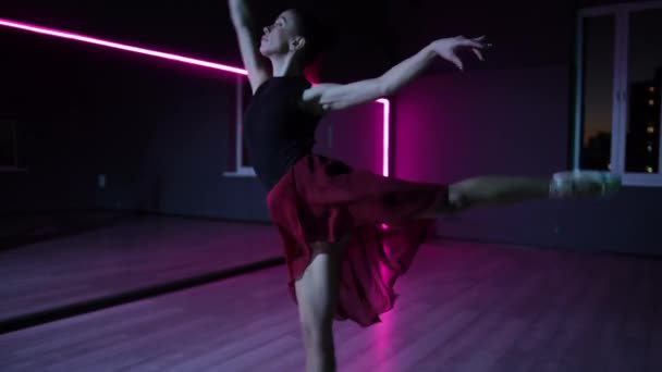 Câmara Vivo Elegante Arabesco Realizado Por Uma Bela Bailarina Salão — Vídeo de Stock